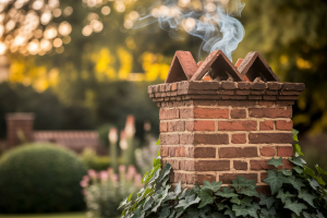 cheminee-brique-lierre-fumee-jardin