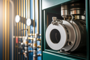 gros-plan-bruleur-fioul-chaufferie-manometres