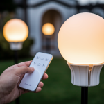 grosplan-luminaire-exterieur-telecommande-main