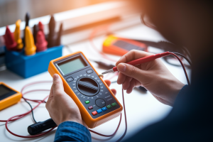 multimetre-ecran-sondes-mains-fils