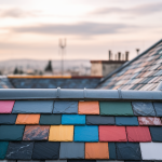 toit-ardoise-multicolore-ville-floue