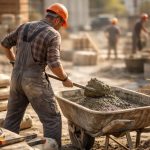 macon-brouette-ciment-chantier-soleil