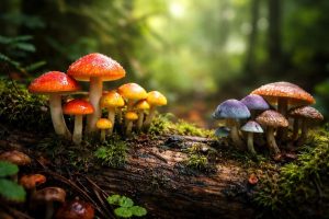 champignons-colores-bois-humide-foret