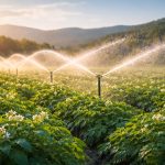 champ-pommes-de-terre-arrosage-ciel-bleu