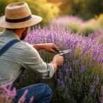 jardinier-chapeau-lavande-fleurs-violettes