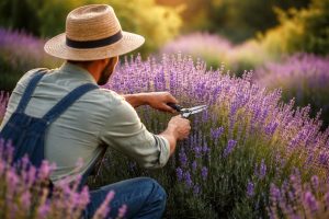 jardinier-chapeau-lavande-fleurs-violettes