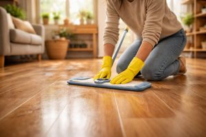personne-nettoyage-parquet-lumineux-piecerangée