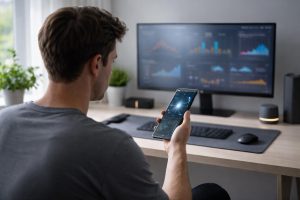 personne-bureau-minimaliste-appareil-high-tech