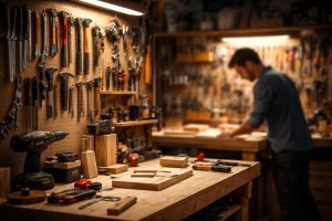 atelier-bricolage-outils-etabli-personne-floue