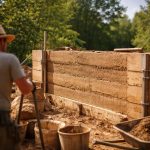 chantier-mur-pise-ouvrier-arbres