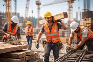 ouvriers-casques-grues-materiaux-construction