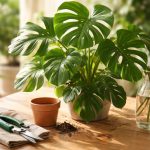 monstera-outils-jardinage-pot-plantes