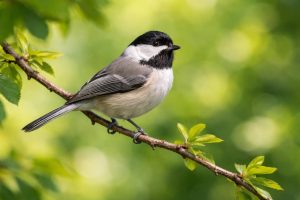 oiseau-noir-blanc-branche-feuillage