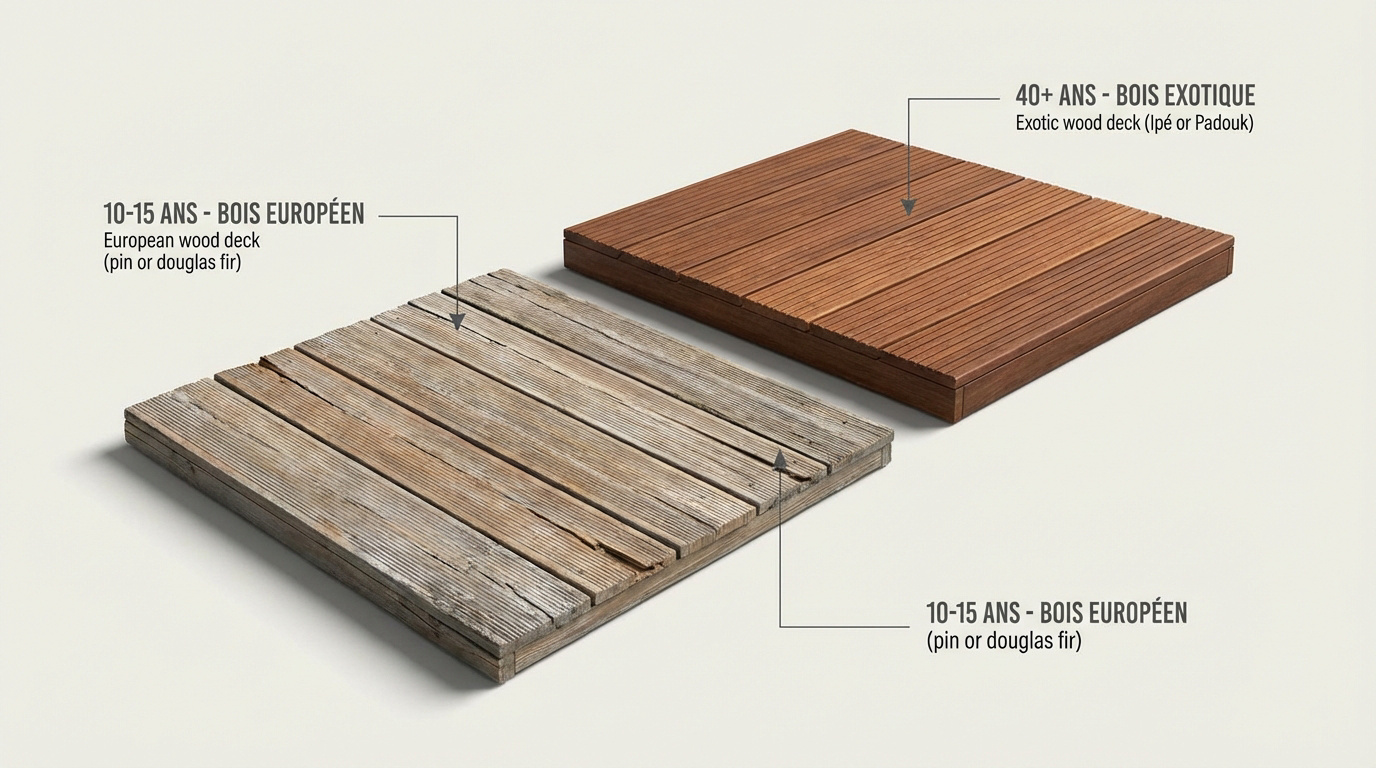 Comparatif durabilité bois européen vs exotique