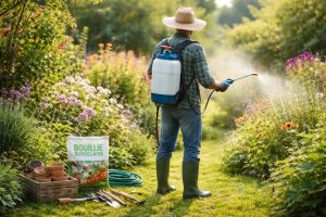 jardinier-chapeau-paille-jardin-luxuriant