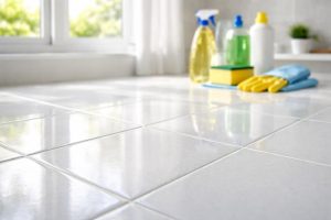 sol-carrele-reflets-produits-nettoyage-éponge